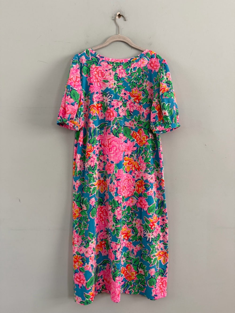 Lilly Pulitzer Isolde Rose To The Occasion Floral Puff Sleeve Knee Length Dress - Picture 3 of 6